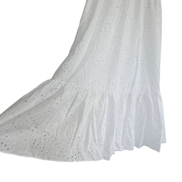 Lilly Pulitzer White Cotton Eyelet Embroidered Flutter Sleeve Midi Dress Size 10 - Picture 7 of 11